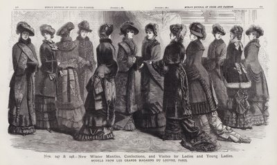 Nya vintermantlar, konfektyrer och visiter för damer och unga damer, modeller från Les Grands Magasins du Louvre, Paris (gravyr) av European School