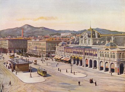 Nice, Place Massena (färglitografi) av European School