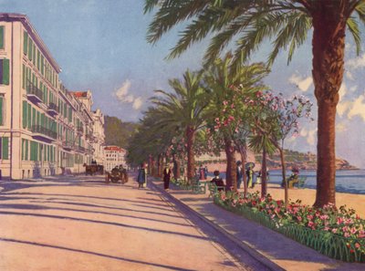 Nice, Promenade du Midi mot öster (färglitografi) av European School