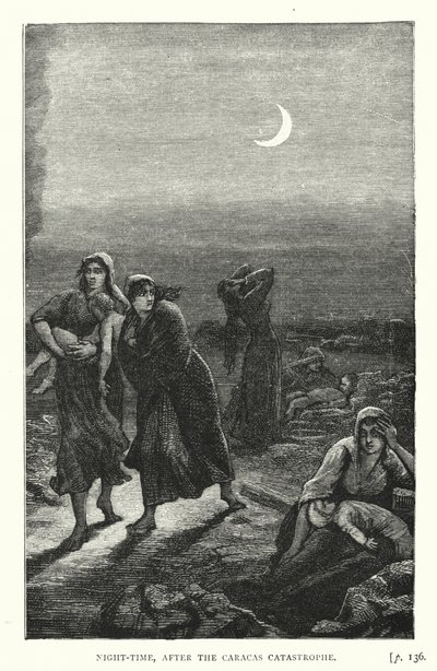 Nattetid, efter katastrofen i Caracas (gravyr) av European School