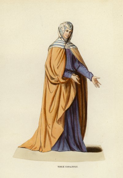 Noble Espagnole (färgad gravyr) av European School