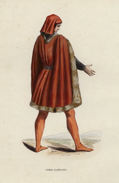 Noble Florentin (färgad gravyr) av European School