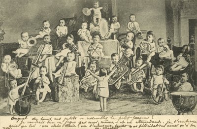 Orkester med spädbarn (litografi) av European School