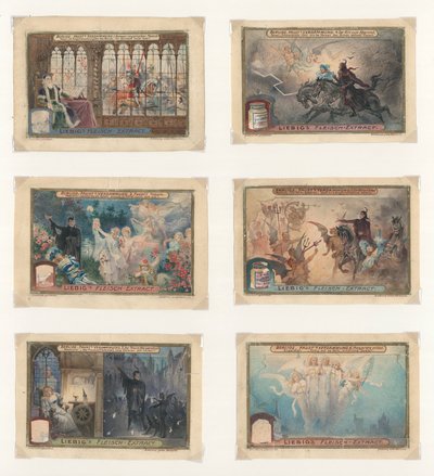 Originalkonstverk för en uppsättning Liebig-kort: Berlioz, Faust (gouache på papper) av European School