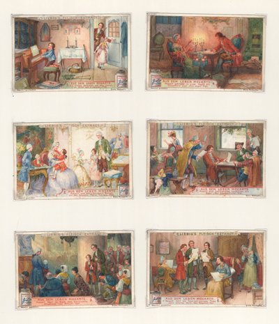Originalkonstverk för en uppsättning Liebig-kort: Life of Mozart (gouache på papper) av European School