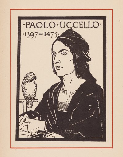 Paolo Uccello, italiensk medeltida konstnär och matematiker (litografi) av European School