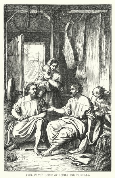 Paulus i huset av Aquila och Priscilla (gravyr) av European School