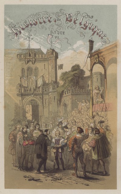 Filip den stilige, hertig av Bourgogne, vinner en armborstskyttetävling (färgad gravyr) av European School