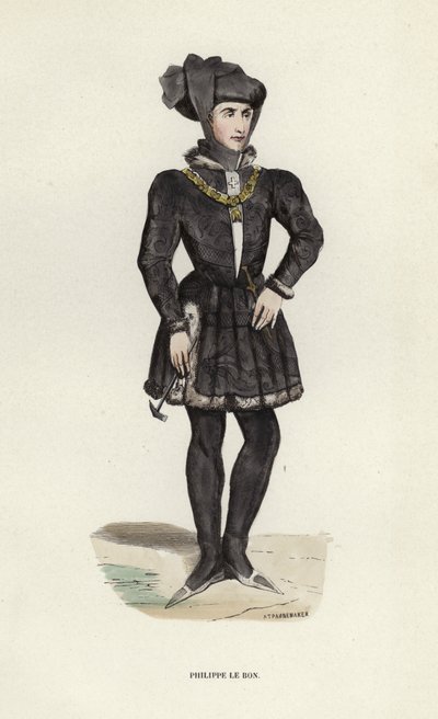 Philippe Le Bon (färgad gravyr) av European School