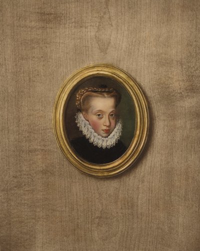 Porträtt av en ung prinsessa (färglitografi) av European School