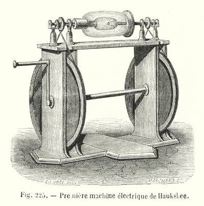 Premiere machine electrique de Hauksbee (gravyr) av European School