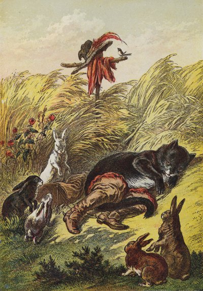 Puss In Boots (färg litho) av European School