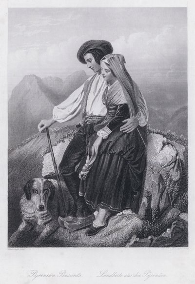 Pyrenéiska bönder (gravyr) av European School