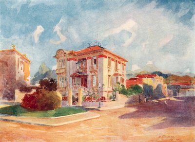 Residens för HE Dr Pedro de Toledo, f.d. jordbruksminister, Avenida Beira Mar (färglitografi) av European School