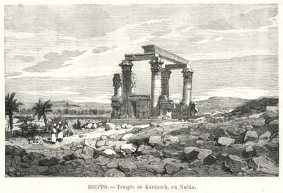 Romersk kiosk i Qertassi, Nubia (litho) av European School
