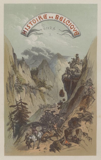 Romersk armé som korsar Pyrenéerna (färgad gravyr) av European School