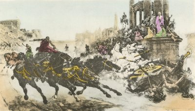 Romersk vagnkapplöpning (färg litho) av European School