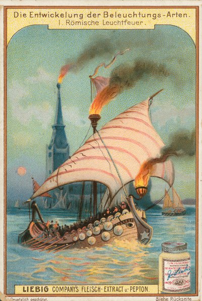 Romersk galeon, Liebig-kort, tidigt 1900-tal (chromo) av European School