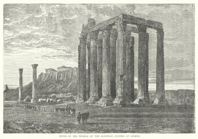 Ruinerna av den olympiska Jupiters tempel i Aten (gravyr) av European School