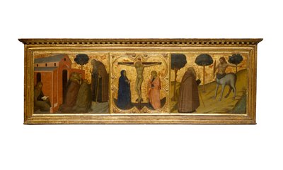 Sankt Antonius abbot predikar; Kristus på korset med Jungfrun och Sankt Johannes; Sankt Antonius abbot och kentauren av European School