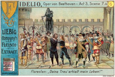 Scen ur Beethovens opera Fidelio (chromolitho) av European School