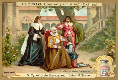 Scen från Cyrano de Bergerac (chromolitho) av European School