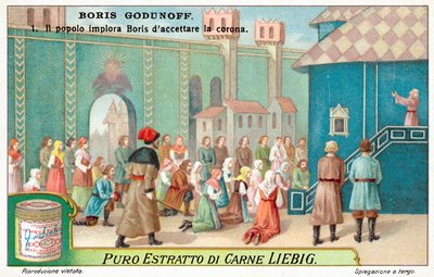 Scen från Modest Mussorgskys opera Boris Godunov (chromolitho) av European School