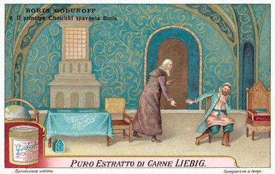 Scen från Modest Mussorgskys opera Boris Godunov (chromolitho) av European School