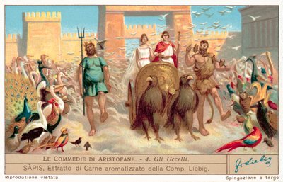 Scen från The Birds (chromolitho) av European School