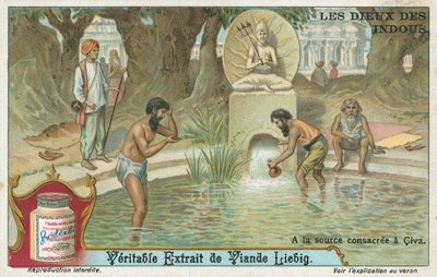 Shiva, indisk gud, Liebigkort, tidigt 1900-tal (chromo) av European School