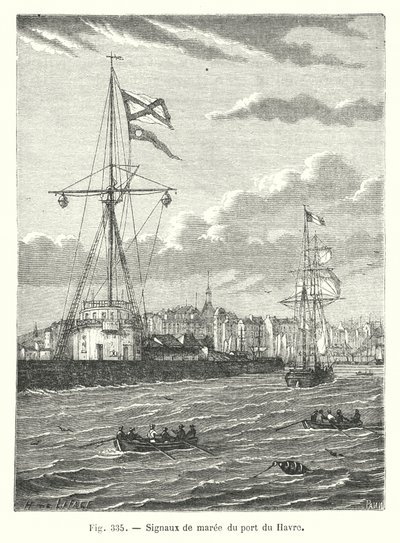Tidvattensignaler från hamnen i Le Havre (gravyr) av European School