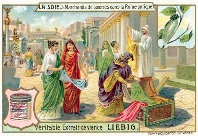 Sidenhandlare i antikens Rom (chromolitho) av European School