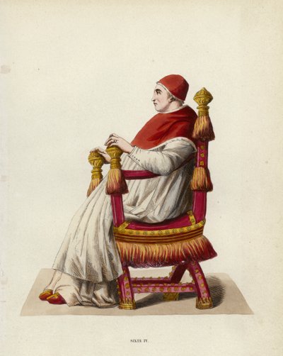 Sixte IV (färgad gravyr) av European School