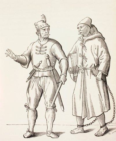 Galärsoldat från sextonde århundradet med en galärslav, c.1880 av European School