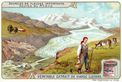 Källan till Rhone (chromolitho) av European School