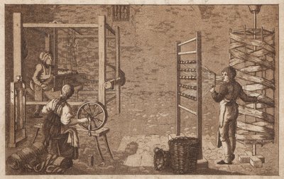 Spinning och vävning (litho) av European School