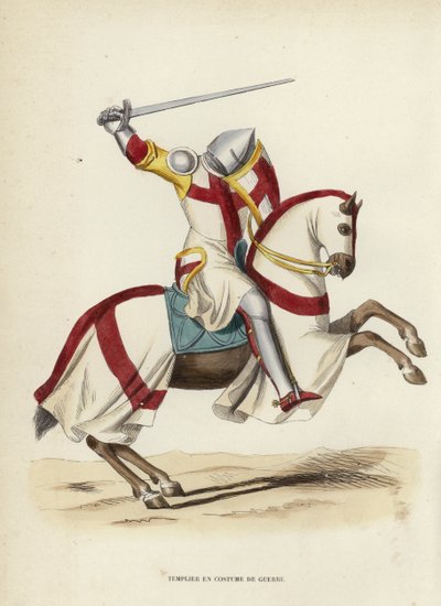 Templar i krigsdräkt (färgad gravyr) av European School
