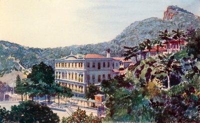 The International Hotel, Santa Thereza, Rio de Janeiro (färglitografi) av European School
