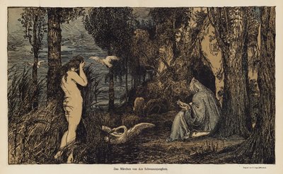 Sagan om Svanen Jungfru (färg litho) av European School