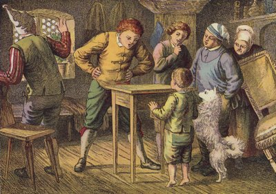 De tre bröderna (färglitografi) av European School