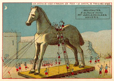 Den trojanska hästen (chromolitho) av European School