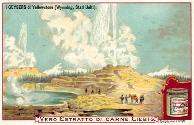 Gejsrarna i Yellowstone National Park, Wyoming, USA (chromolitho) av European School