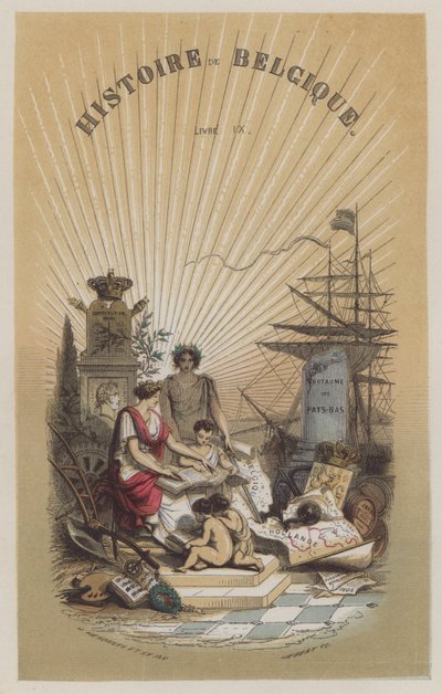 Belgiens historia (färgad gravyr) av European School