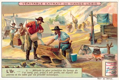Den mest primitiva metoden för att separera guld från annat material (chromolitho) av European School