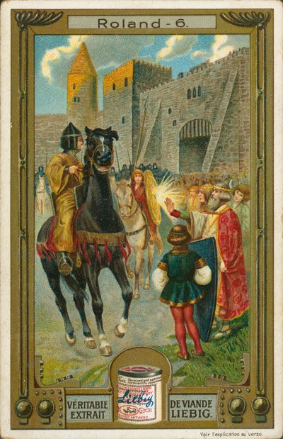 Berättelsen om Roland, Liebig-kort, tidigt 1900-tal (chromo) av European School