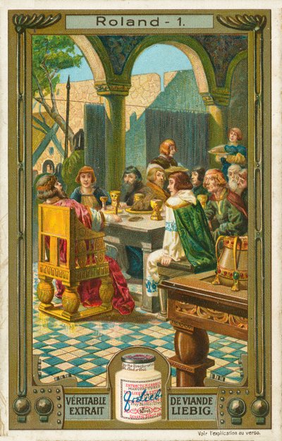 Berättelsen om Roland, Liebig-kort, tidigt 1900-tal (chromo) av European School