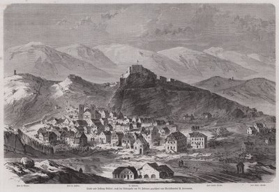 Staden och fästningen Belfort, Frankrike, efter dess överlämnande till de belägrande tyskarna, fransk-preussiska kriget av European School