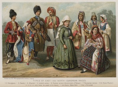 Typer av öst- och nordeuropeiska raser (chromolitho) av European School
