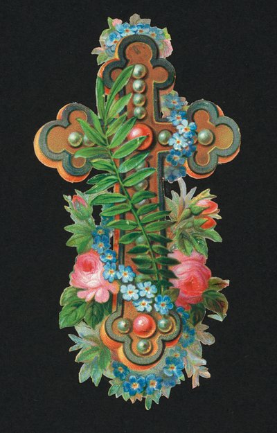 Viktorianska klipp: Heligt kors (chromolitho) av European School