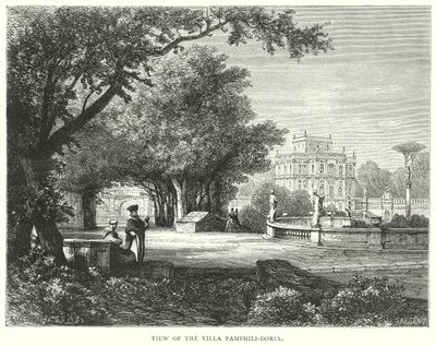 Vy över Villa Pamphili-Doria (gravyr) av European School